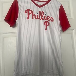 Genuine Merchandise Phillies White and Red Pinstripe Kids Jersey